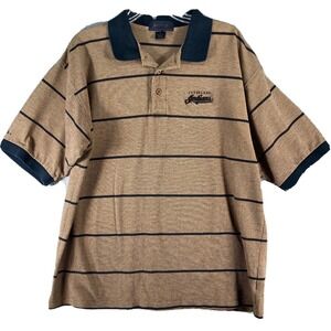 Cleveland Indians Men's Polo Shirt Size Large Brown Black Stripe‎ 100% Cotton